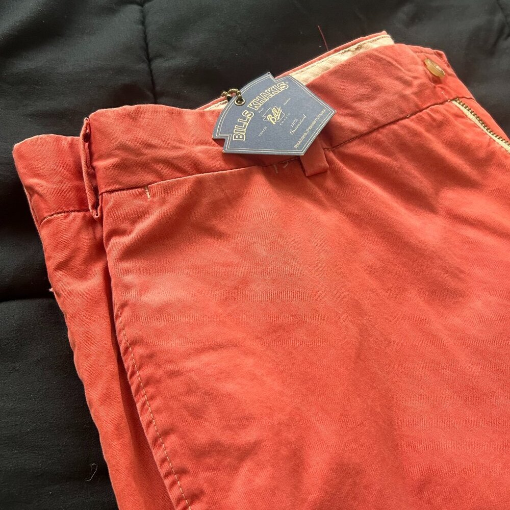 Bills Khakis Chino Pants Mens 34x32.5 Salmon Coral Made in USA Straight - Picture 2 of 12